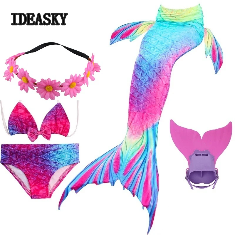 Детский костюм Русалочки Ариэль хвост для плавания с моноластами вечерние