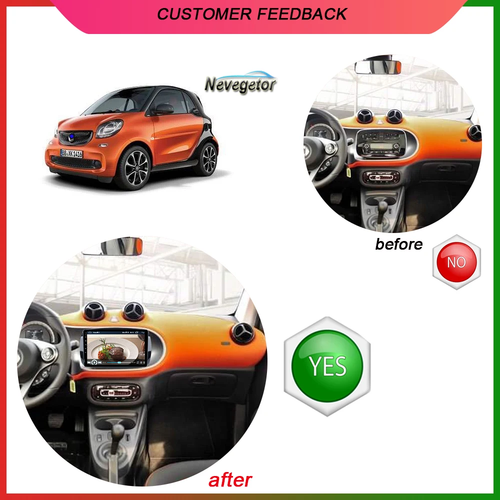 Авторадио 1 din Android 10 автомобильный мультимедиа для Mercedes/Benz Smart Fortwo W453 W257 2015 2016 2017
