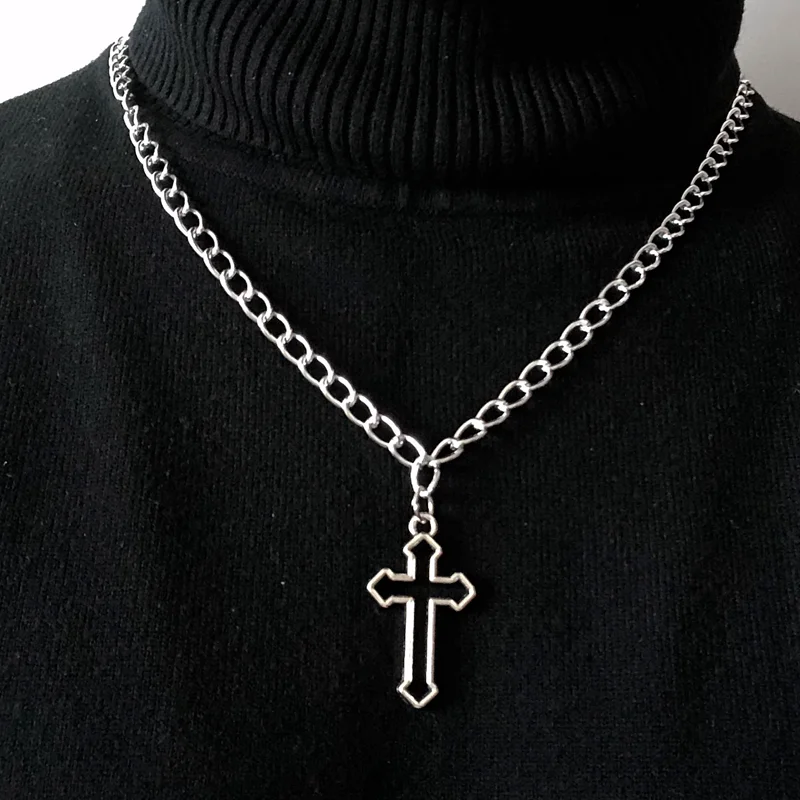Женская подвеска в виде полого Креста Goth Indie серебряная | Украшения и аксессуары