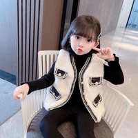2022 autumn and winter new style baby girl fashionable thickening waistcoat jacket trendy vest sweater