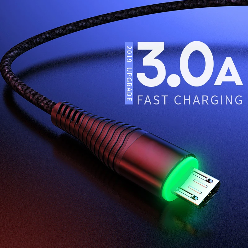 YKZ LED освещение Micro USB кабель для Xiaomi Redmi 4X Note 4 5 обновление зарядный Samsung S7 Мобильный