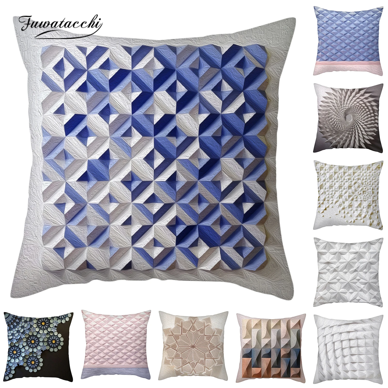 

Fuwatacchi 3D Relief Geometric Cushion Covers Decorative Pillow Cases Bed Pillows Covers For Home Decor Sofa Chair 45X45cm