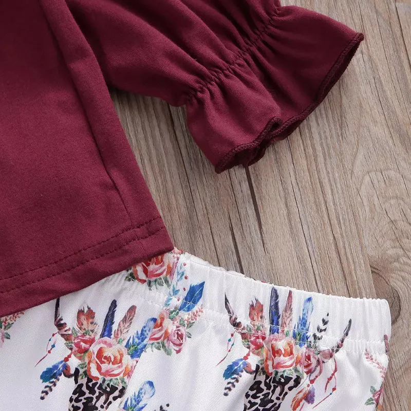 Хлопковые топы с длинным рукавом для маленьких девочек Осенние расклешенные