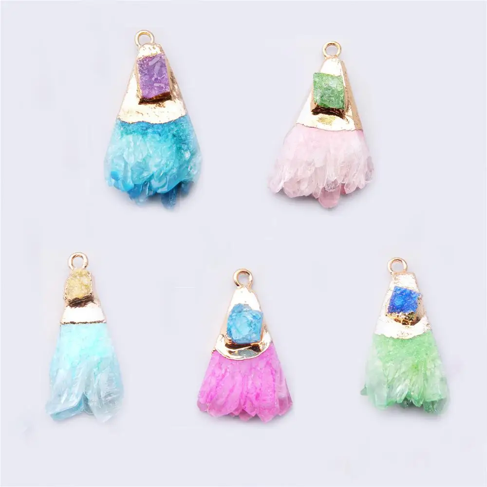 Натуральная Подвеска из камня и хрусталя ожерелье Агаты друзы Кристалл чакра