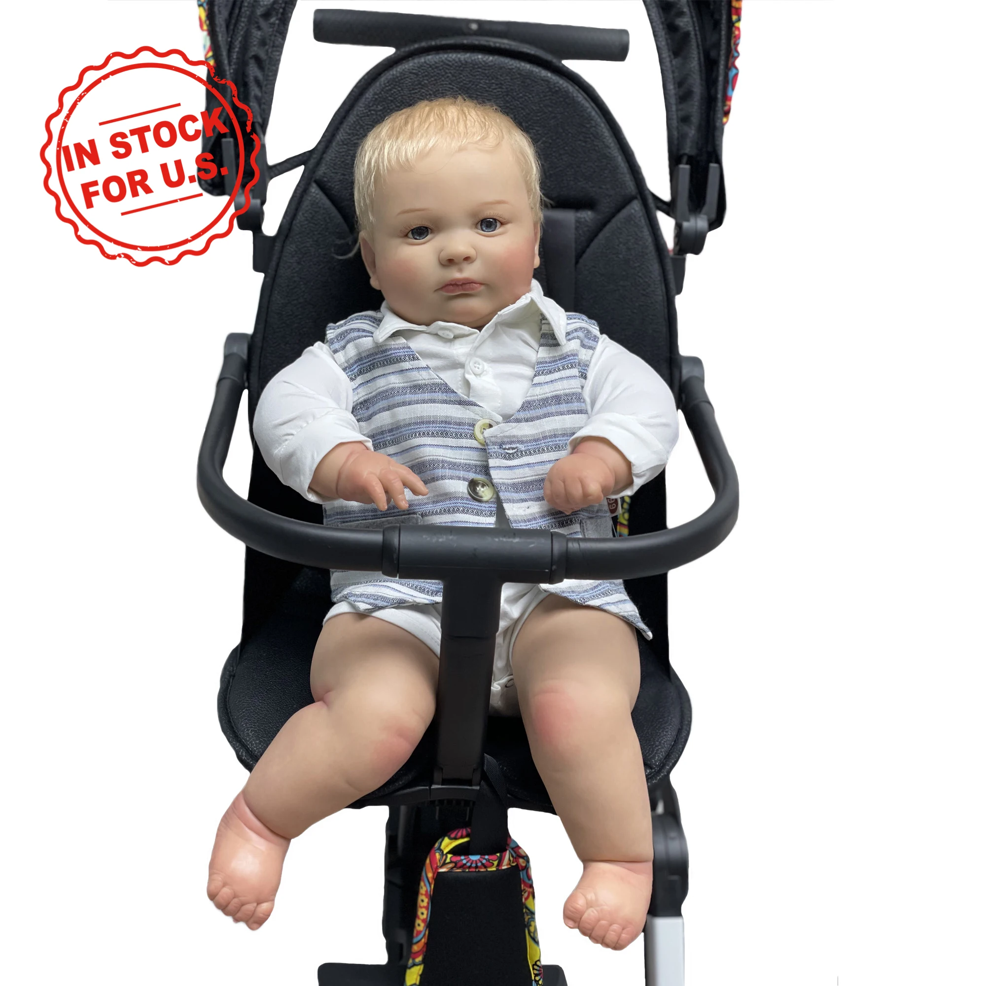 

US Stock! Reborn Baby Dolls 24 Inch Real Life Big Realistic Newborn Cloth Body Dolls with Hand-rooted Hair Reborn Name Carson