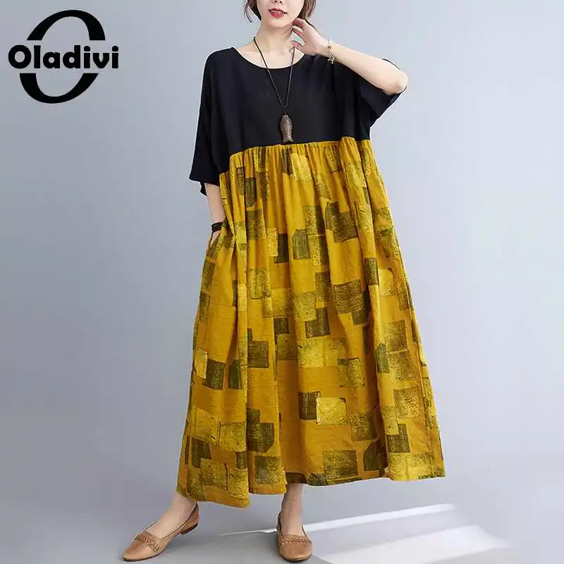 

Платье Oladivi женское оверсайз с принтом, Модное Длинное свободное повседневное туника, очень большой размер 3XL, 4XL, 5XL, 6XL, 8XL