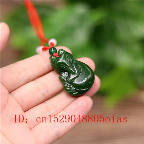 Натуральный зеленый китайский кулон с нефритовой лисой ожерелье подвеской