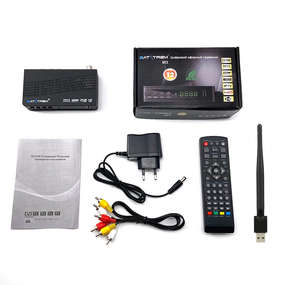 Satxtrem dvb-t2 tv tuner тв приставка dvb t2 для России тюнер dvb t2 USB Wifi receiver dvb-t2 vga приставка для цифрового тв iptv HD TV Box dvb-c тюнер Служба поддержки Dolby AC3 PVR Youtube Megogo - Цвет: Add USB Wifi