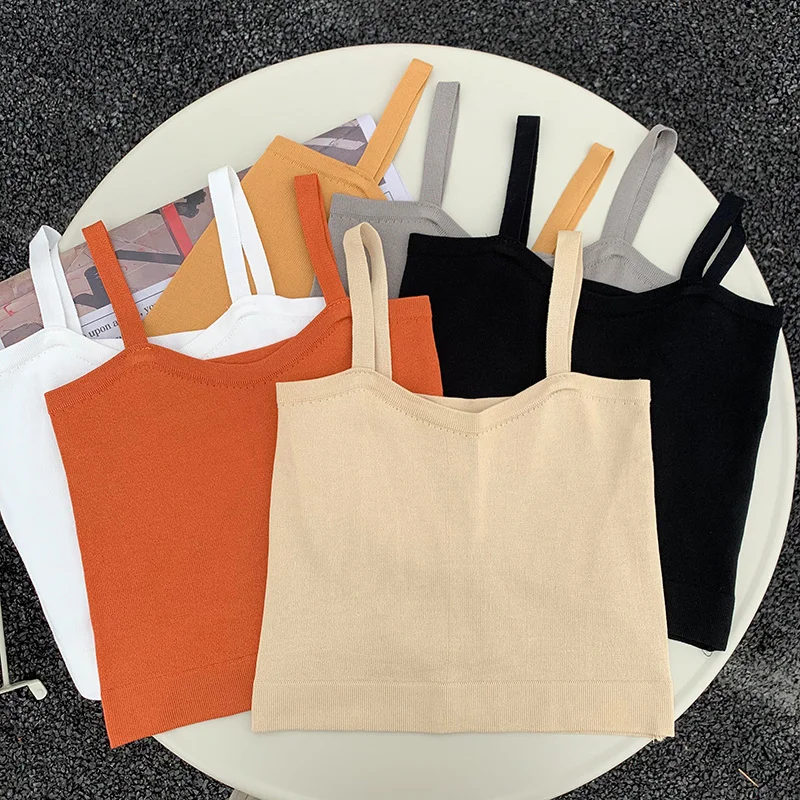 

Ice thin knitted suspender vest for women's new design in summer