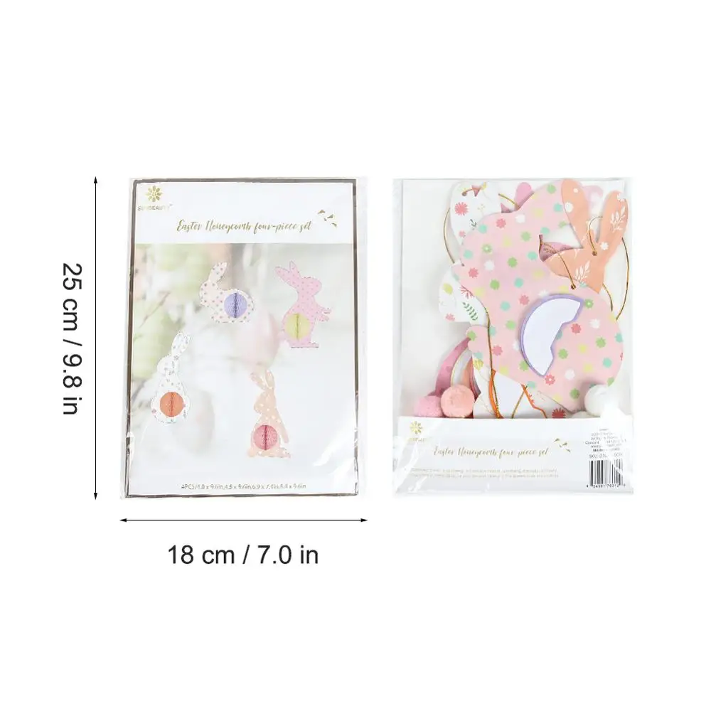 Пасхальный кролик 4 шт. в упаковке украшения из сот с шариковыми хвостами