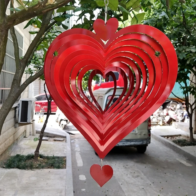 

Sweet Red Love Heart Shaped Wind Chimes Kinetic Spinner Hanging Pendant Ornament Outdoor Garden Sculpture J09 21 Dropship