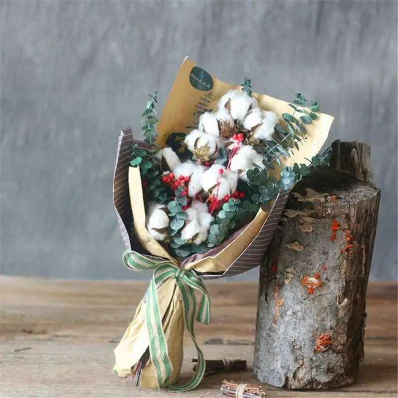 Fake flower Home Decor Christmas Diy Gifts White Cotton Artificial Flowers Decorative 10PCS | Дом и сад