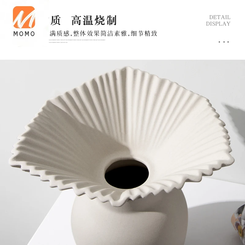 

Rzone Modern Minimalist Plain White Frosted Ceramic Vase Model Room Dried Flower Soft Decoration Home Decoration TZ