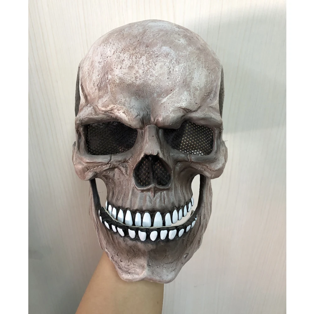 

Horror Skull Movable Jaw Mask Cosplay Scary Skeleton Evil Killer Ghost Face Latex Masks Helmet Halloween Masquerade Party Props