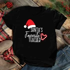 Женская футболка с принтом Санта-Клауса, футболка с изображением печенья и сердца, в стиле Харадзюку