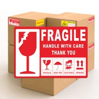 100pcs samgubo red stickers fragile warning label sticker thank you handle with care for transportation and packaging overweight