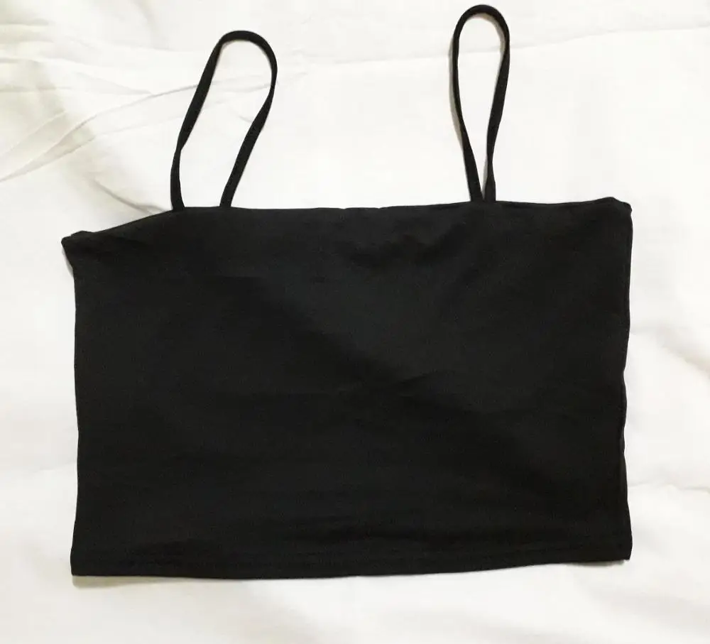 Майка женская без рукавов модный топ на бретельках бюстье подкладки бандо кроп