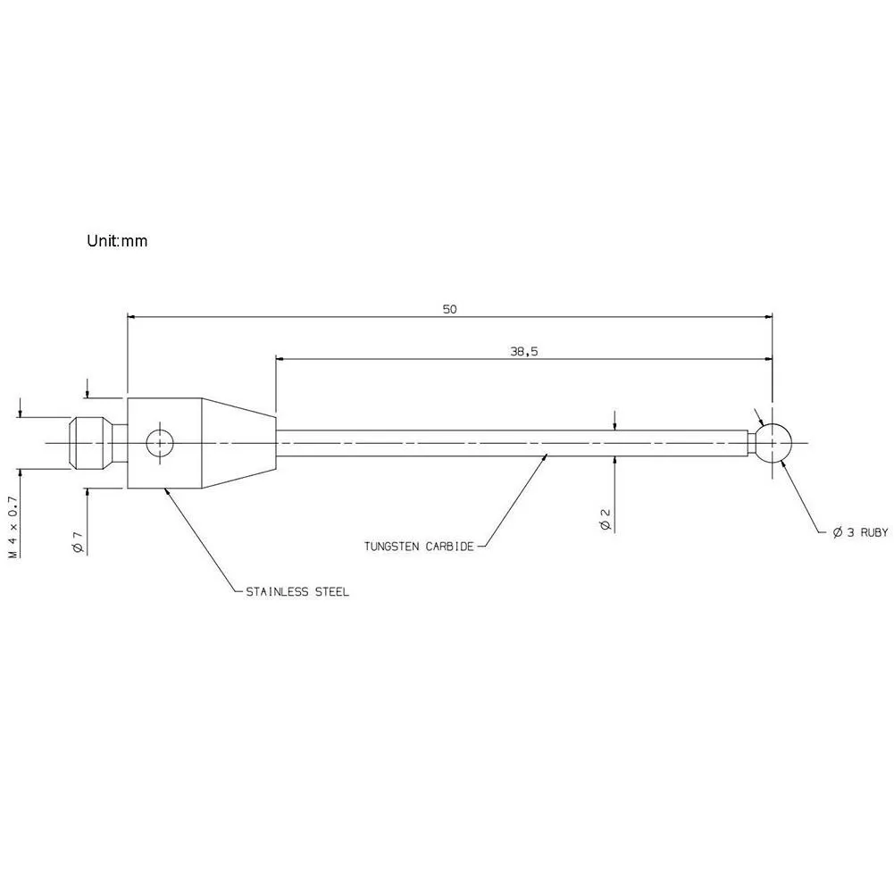Сенсорный Стилус CMM диаметром 3 мм резиновый шариковый керамический стержень M4