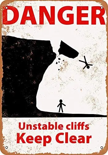 

Metal Sign - Vintage Look Danger Unstable Cliffs 8 x 12 Inches