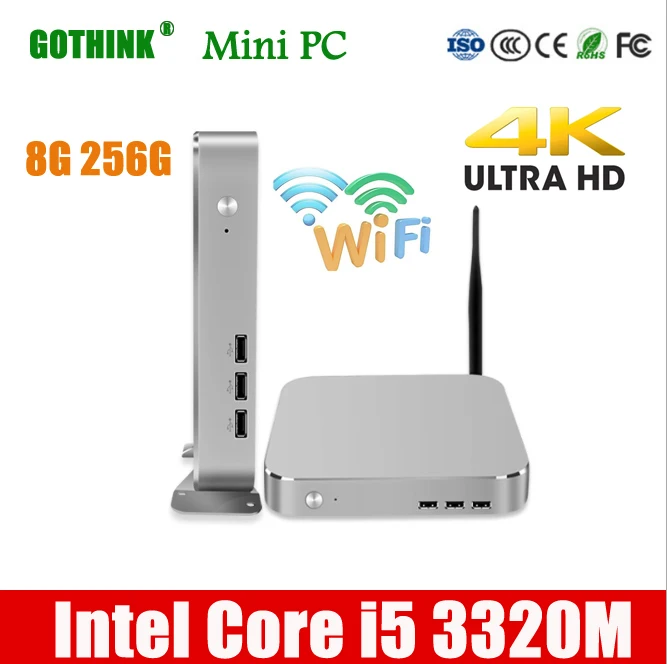 GOTHINK мини-ПК с WiFi Intel Core i5 3320M 8G 256G двухъядерный четырехпоточный 2 6 Ghz Win XP WIN7/8/10 LINUX