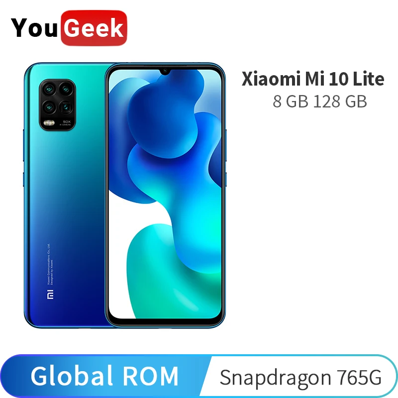 Многоязычный Смартфон Xiaomi Mi 10 Lite 8 Гб 128 ГБ Rom 6 57 &quotAMOLED экран 5G Snapdragon 76 48MP Quad Camera NFC CN