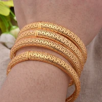 24k 4pcslot dubai ethiopian gold color coin bangles for women wife wedding jewelry banglesbracelet nigeria african gifts