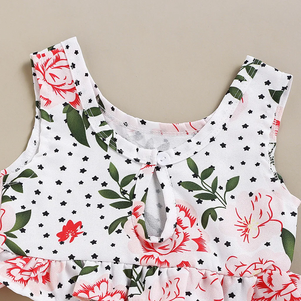 Новинка симпатичная одежда без рукавов с цветочным рисунком для маленьких