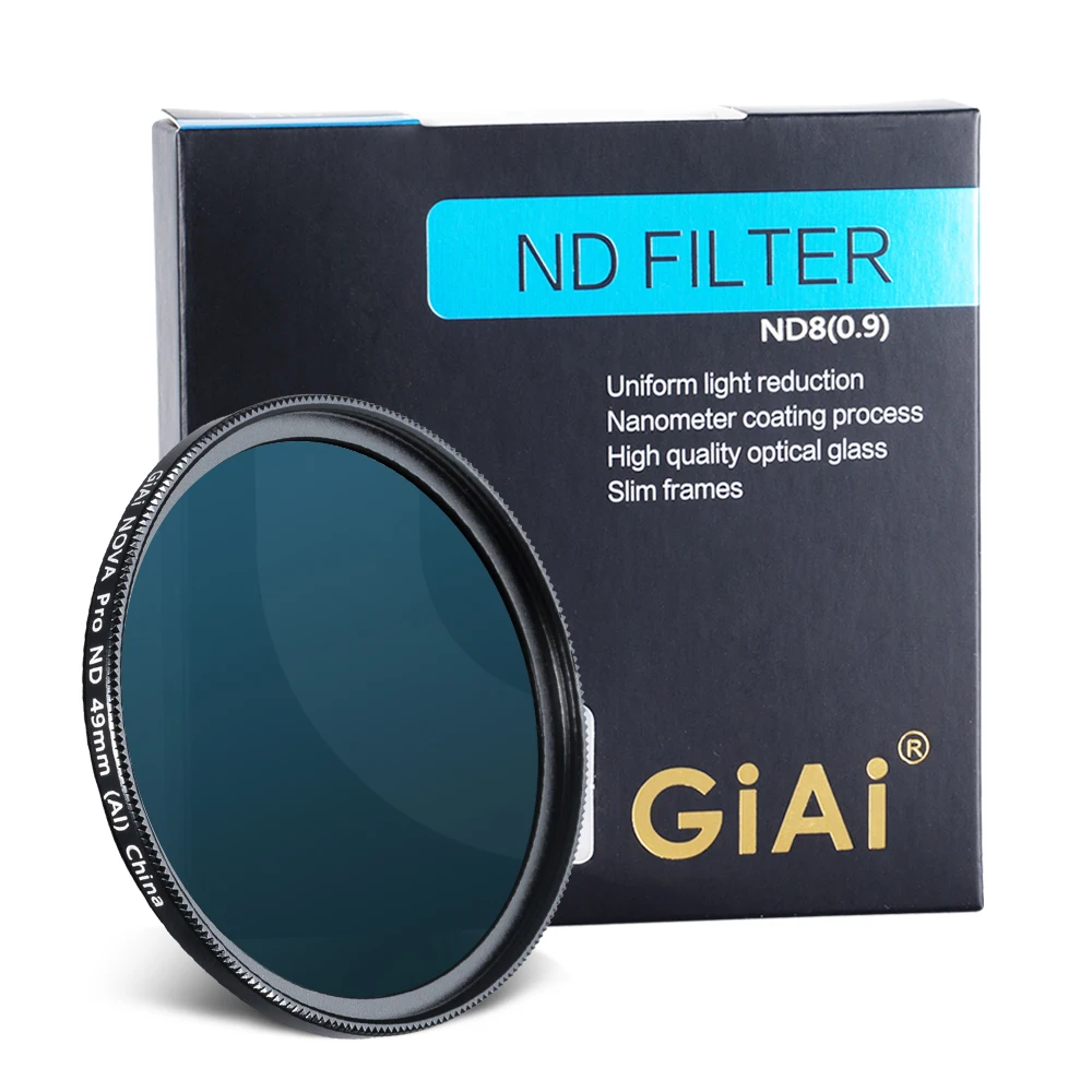 

GiAi Premium Quality Neutral Density Camera Lens ND Filter 40.5mm 43mm 46mm 49mm 52mm 55mm 58mm 62mm 67mm 72mm 77mm 82mm 86mm
