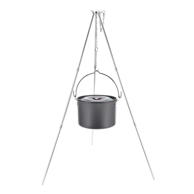 

2021 New Outdoor Tableware Camping Hanging Cookware Big Capacity Aluminum Alloy Pot Cooking Picnic For Campfire Pot Utensils