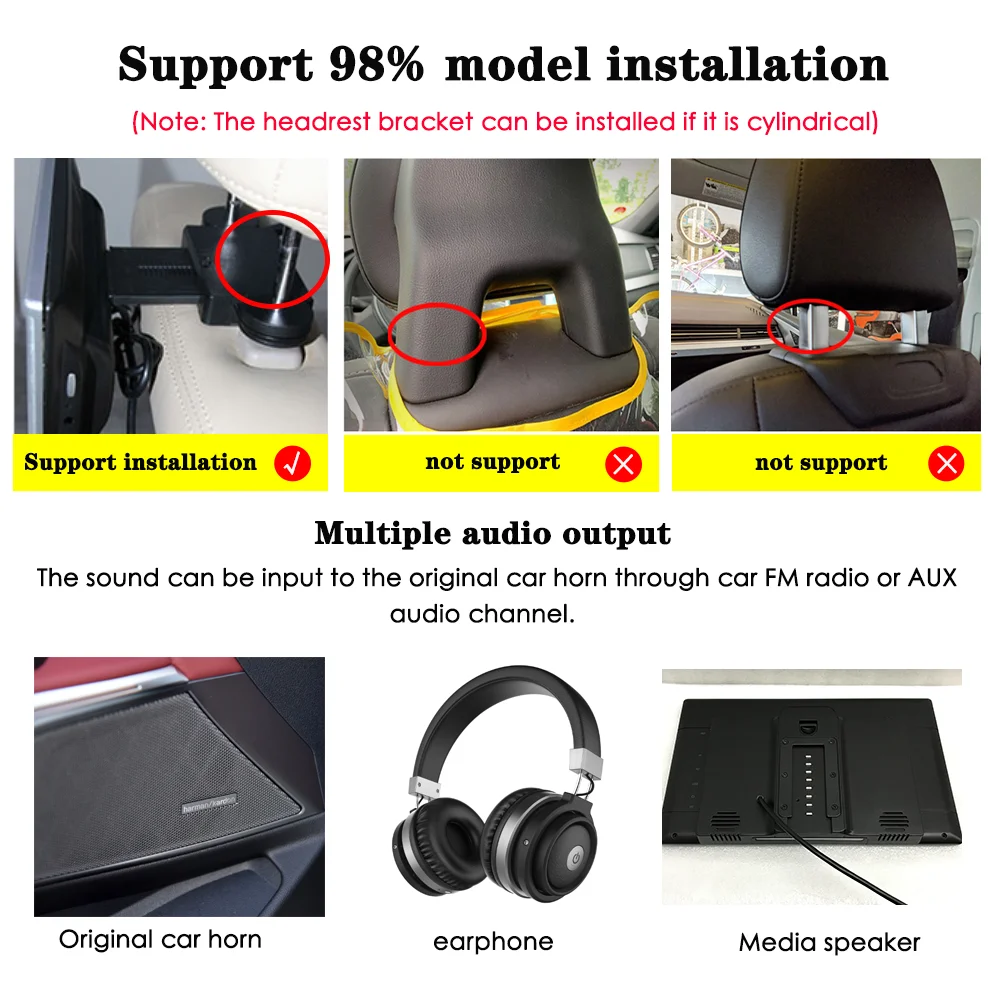 Автомобильный DVD-проигрыватель на подголовнике телевизора сенсорный экран 13 3