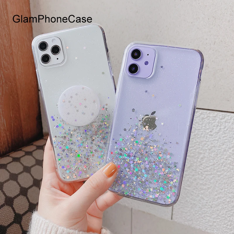 GlamPhone чехол блестящая стойка для телефона iPhone11Pro/Max X XS Max XR Мягкий силиконовый iPhone11