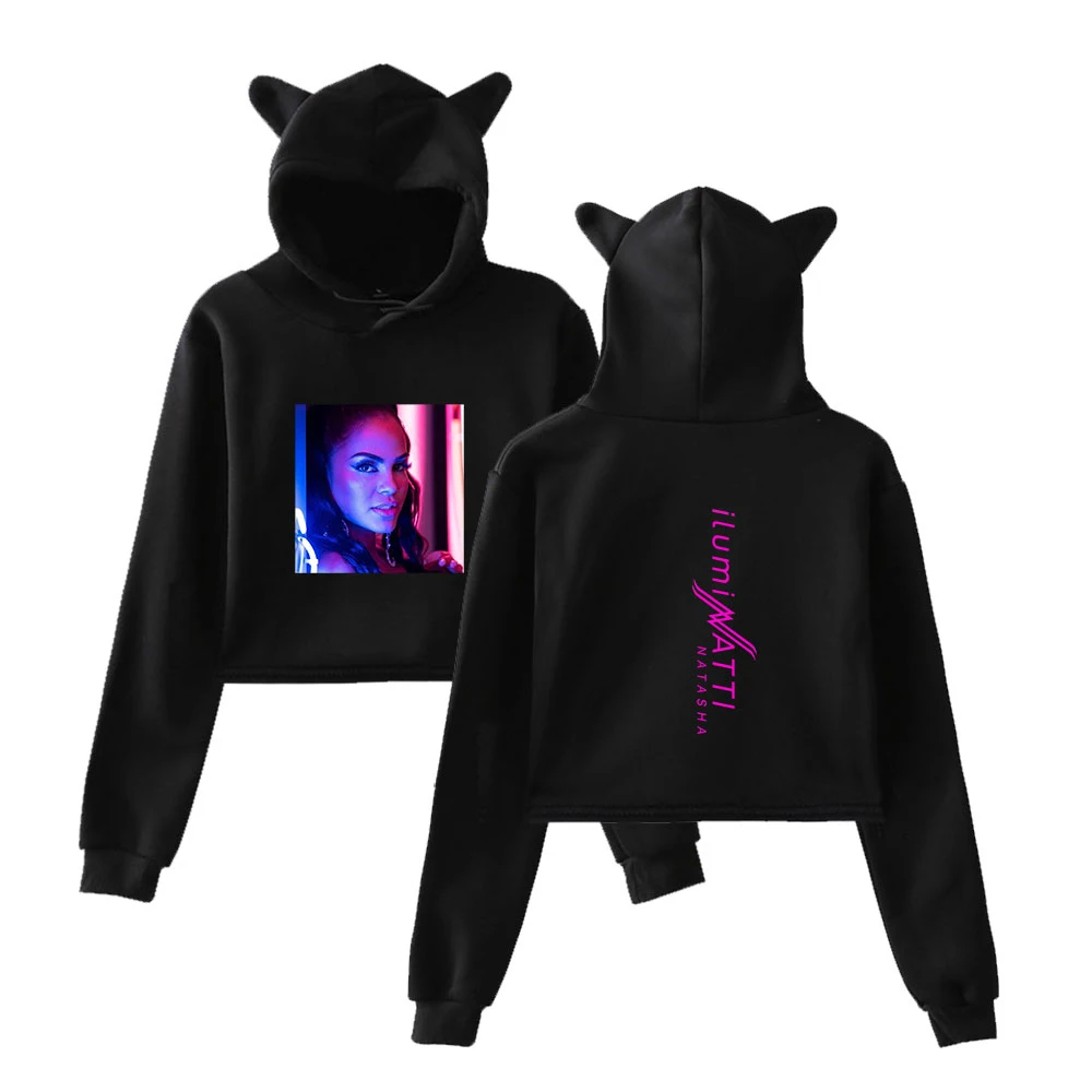 

WAWNI Natti Natasha Cat Ear Hoodie Woman Fashion Print Cotton Hooded Sweatshirt Streetwear Accessories Leisure Hoodie Unique Top