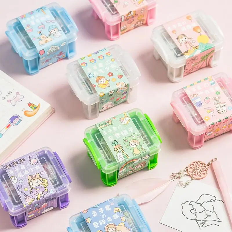 MINKYS Kawaii милый Васи набор маскировочной клейкой ленты с коробкой для хранения и