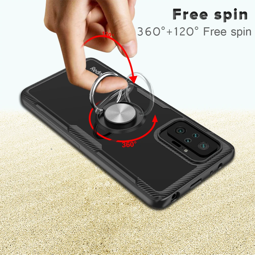 Модный прозрачный противоударный чехол KEYSION для Redmi Note 10 Pro Max 10S прозрачная задняя