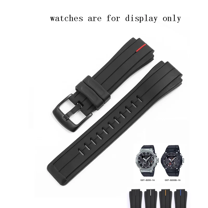 

24x16mm Soft Silicone Watchband Black Men's Rubber Bracelet For C-ASIO G SHOCK GST-B200D Watch Accessories