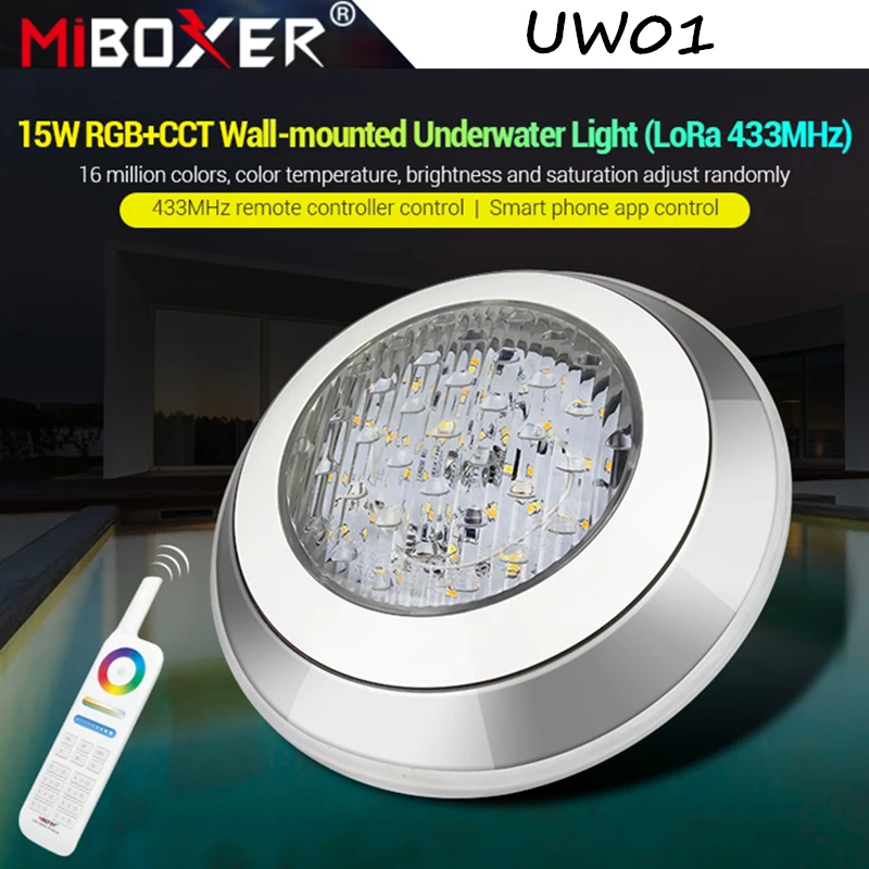 MiBoxer UW01 15 Вт RGB + CCT настенный подводный светильник (LoRa 433 МГц) умная - Цена: 5 546,36 руб.