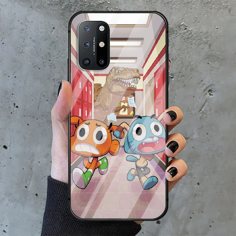 

Cartoon Amazing World Gumball Phone Tempered Glass Case Cover For Oneplus 5 6 7 8 Nord T Pro 3D Painting Back Etui