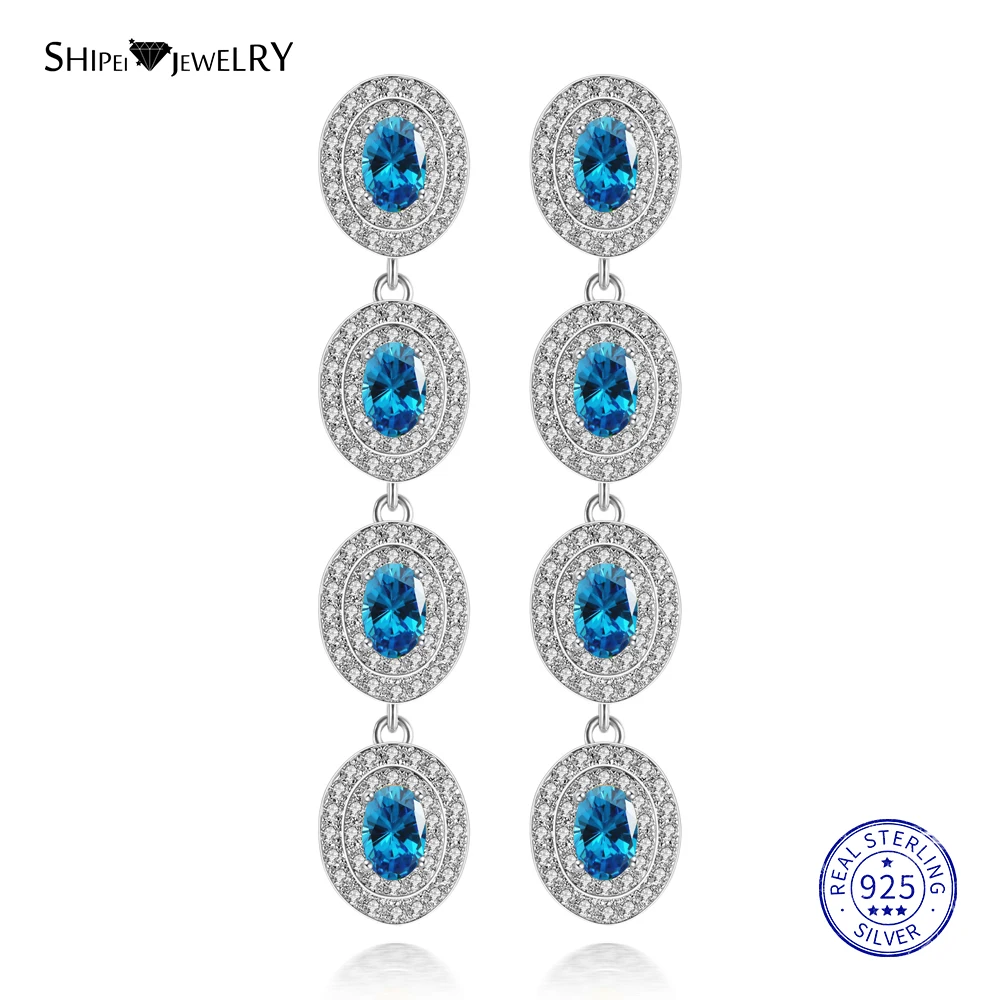 Женские серьги подвески Shipei натуральный аметист в форме капли из 100% серебра с