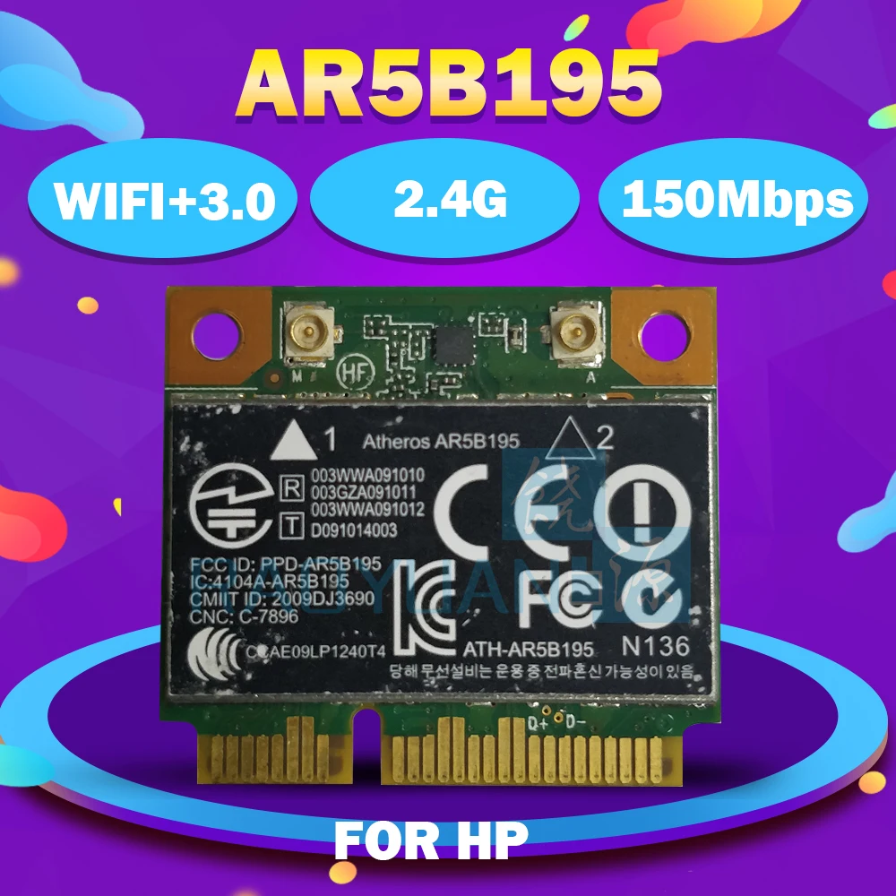 Qualcomm Atheros AR9285 AR5B195  150M+BT3.0 Half Mini PCI-E Wireless Card SPS:593127-001 592775-001 for HP 430 431 435 436 4530S