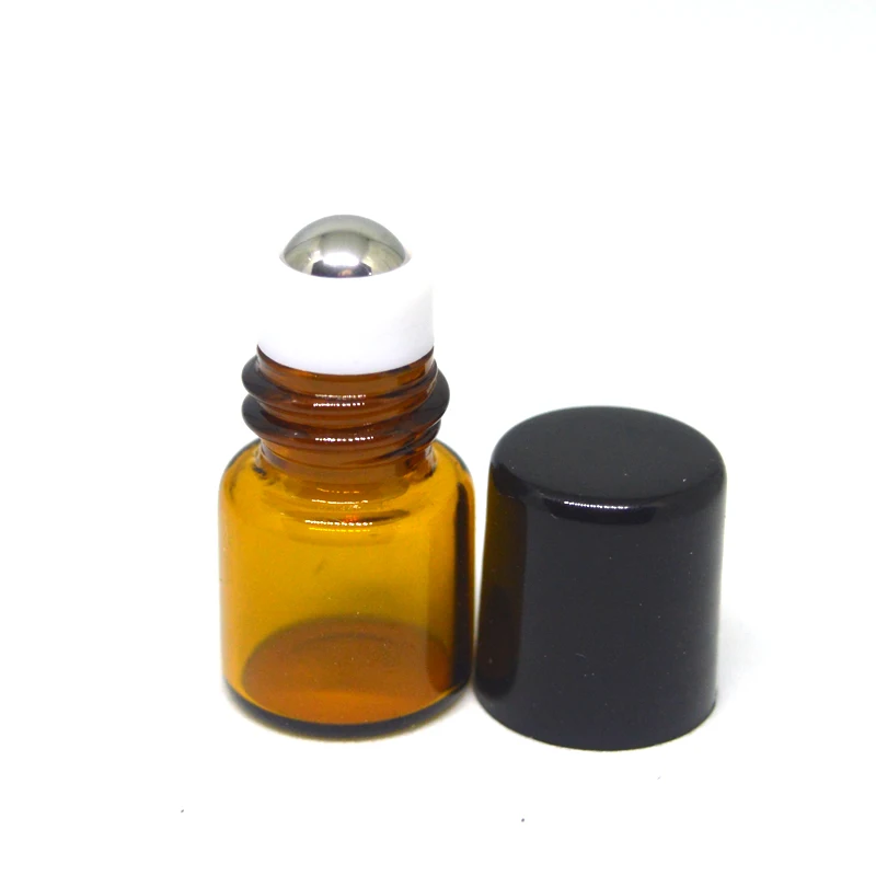 

1000Pcs 1ml roll-on roller bottle for essential oils roll-on refillable perfume bottle deodorant containers with black lid Fedex