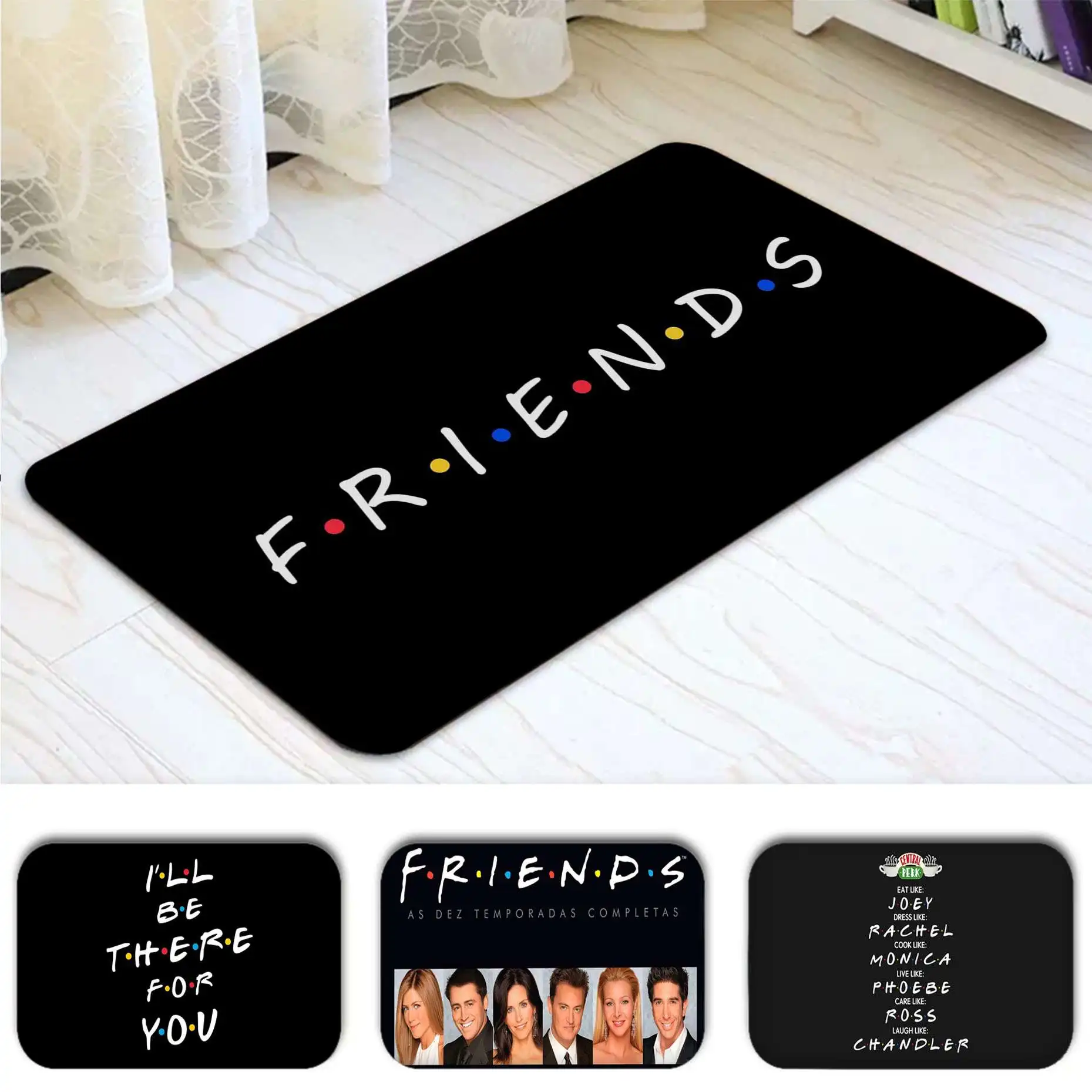 

Friends TV Show Funny Quotes Printed Printed Flannel Floor Mat Bathroom Decor Carpet Non-Slip For Living Room Kitchen Doormat