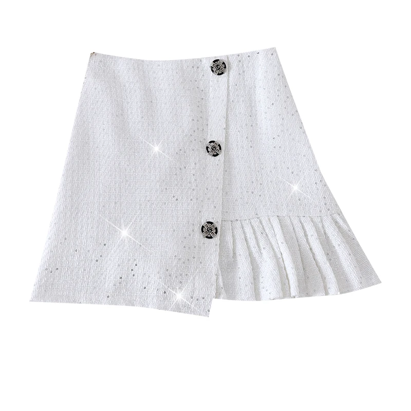 

Autumn Winter Women's Skirts Korean Style High-waist Tweed Irregular Short Skirt New Slim All-match Female Skirt LL818