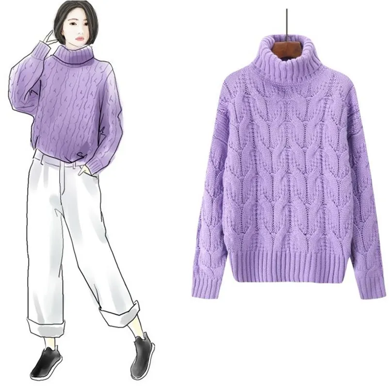 

Women Women's sweater Women's turtleneck knitwear winter clothes women pullover autumn 2020 Loose Long Sleeve Solid Top Female