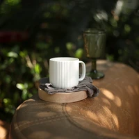 simple nordic style coffee mugs 350ml embossed stripes pattern ceramic water milk juice breakfast cup