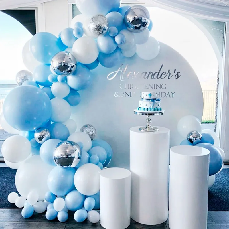 

Blue Silver Macaron Metal Balloon Garland Arch Happy Birthday Party Decoration Kids Wedding Birthday Baloon Baby Shower Boy Girl