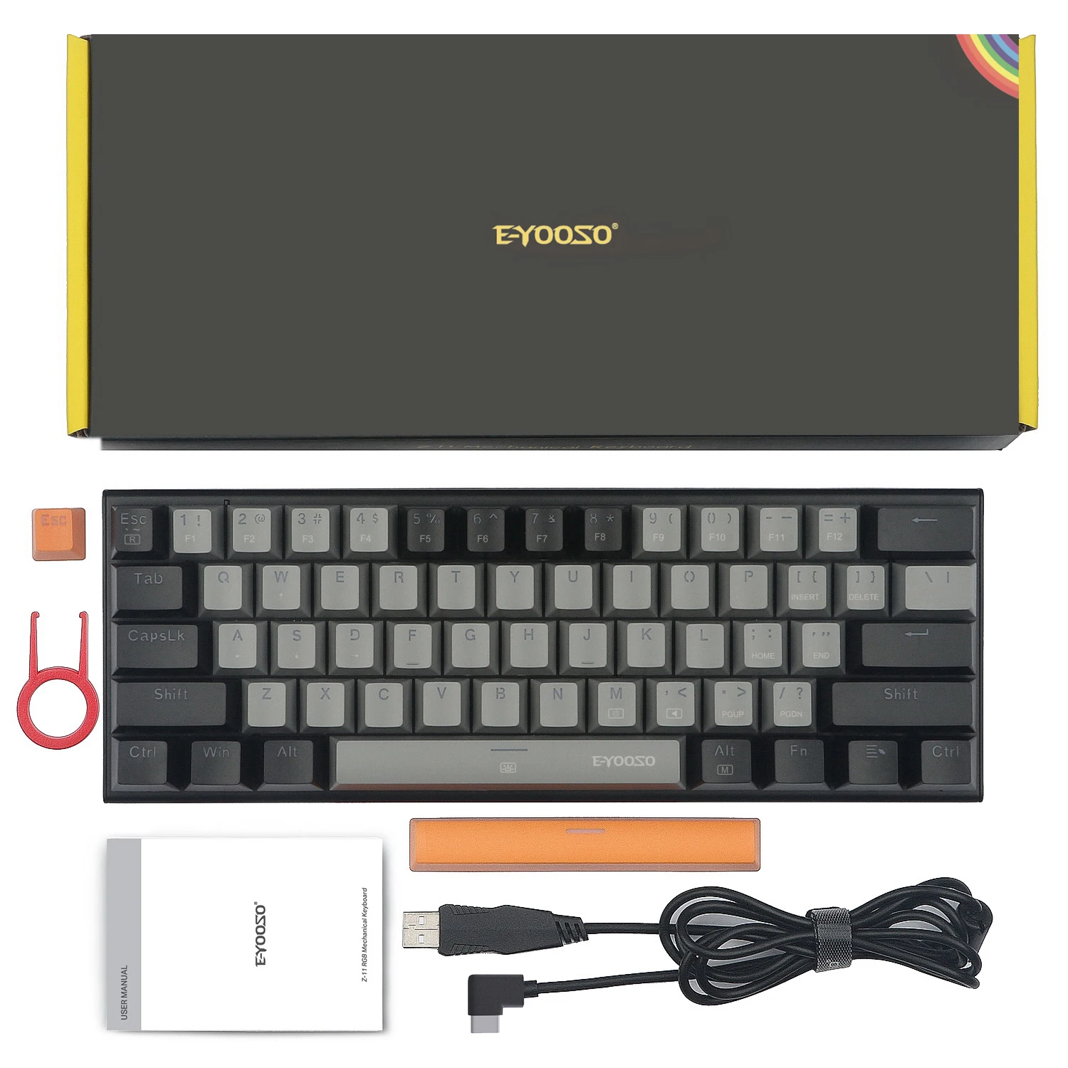 huo ji e yooso z 11 rgb mechanical keyboard blue switches rgb backlit small compact keyboard portable 60 gaming keyboard free global shipping