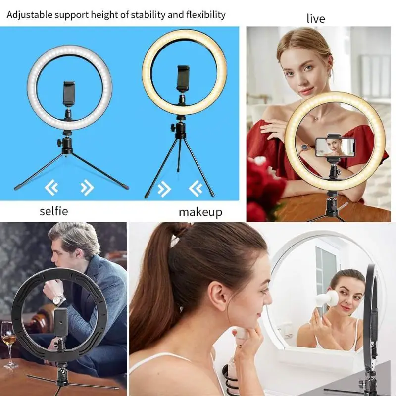 LED Selfie Ring Light 10inch Dimmable Phone Camera With Tripod For Makeup Video Live Studio | Электроника