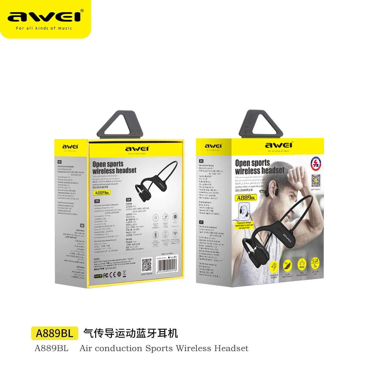 

AWEI New Arrivals A889BL Wireless Bluetooth Air Conduction Sport Earphones 120mAh For Running For iPhone Xiaomi