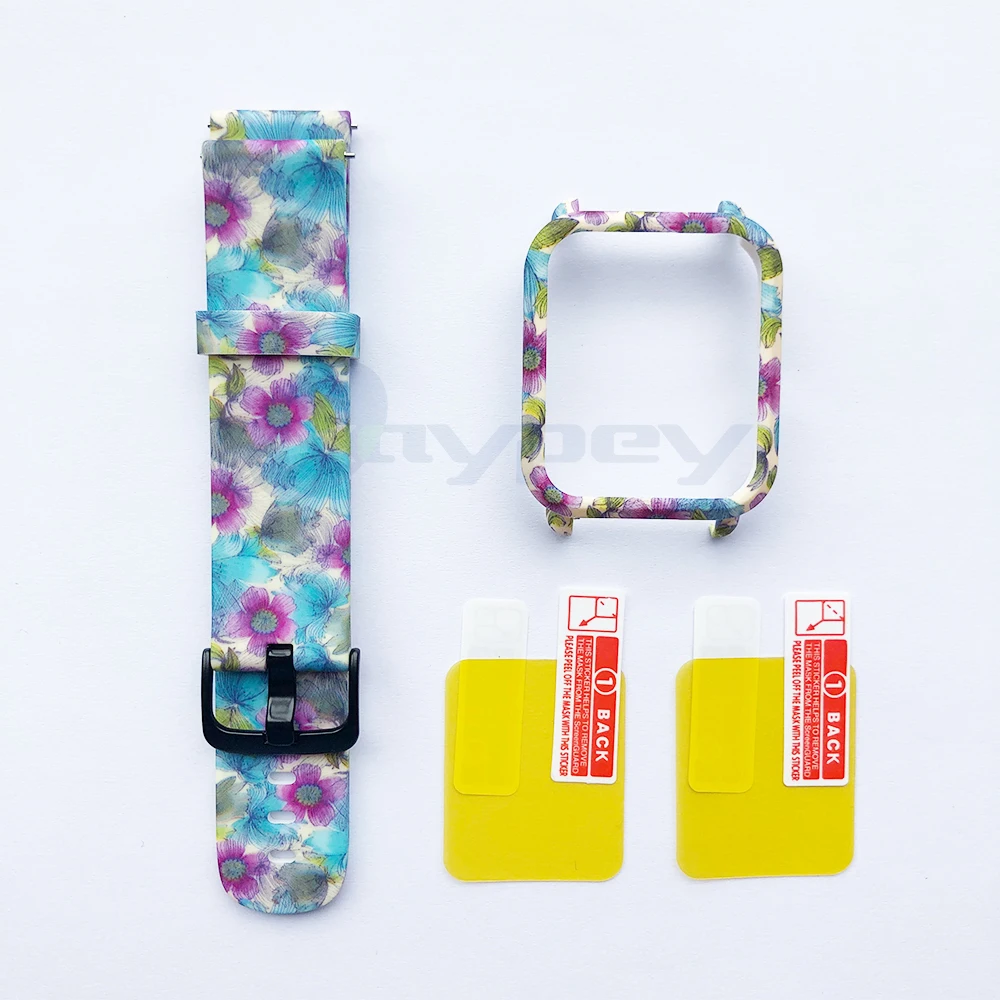 7-PC case 4в1 для Amazfit ремешок Bip 20 мм ремешок для часов Камуфляжный силиконовый браслет для Xiaomi Amazfit Bip Bit молодежный чехол Крышка Аксессуары - Color: 7-PC case