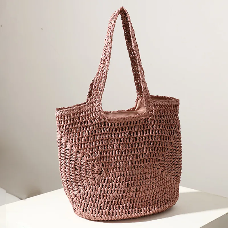 Соломенная Сумка на одно плечо портативная полукруглая плетеная сумочка большой